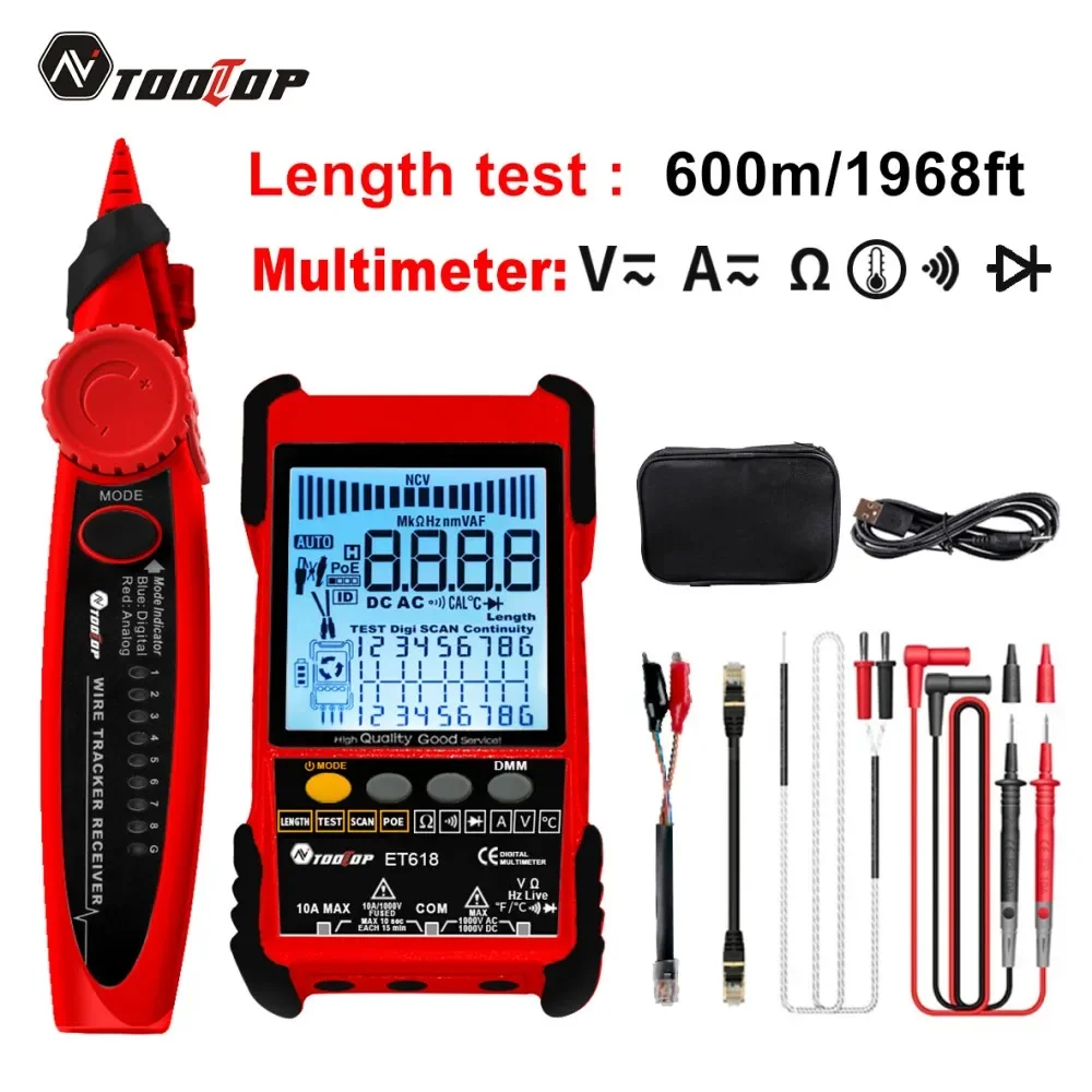 

Мультиметр TOOLTOP сетевой с поддержкой POE и Lan, 400/600 м