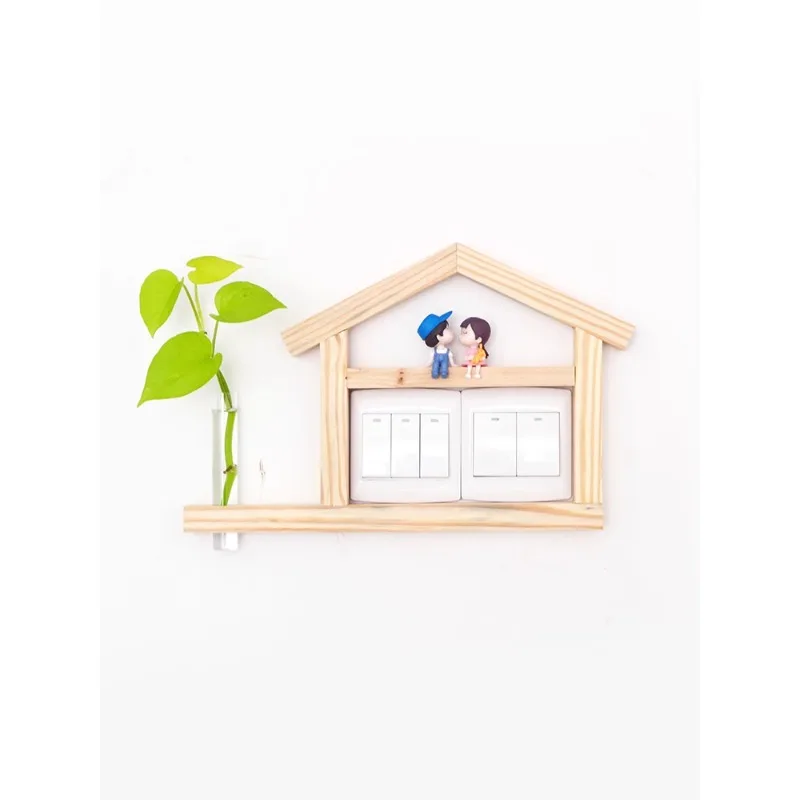 

Living in a slow life, the solid wood switch frame sleeve socket is creatively decorated and pasted to cover the household moder