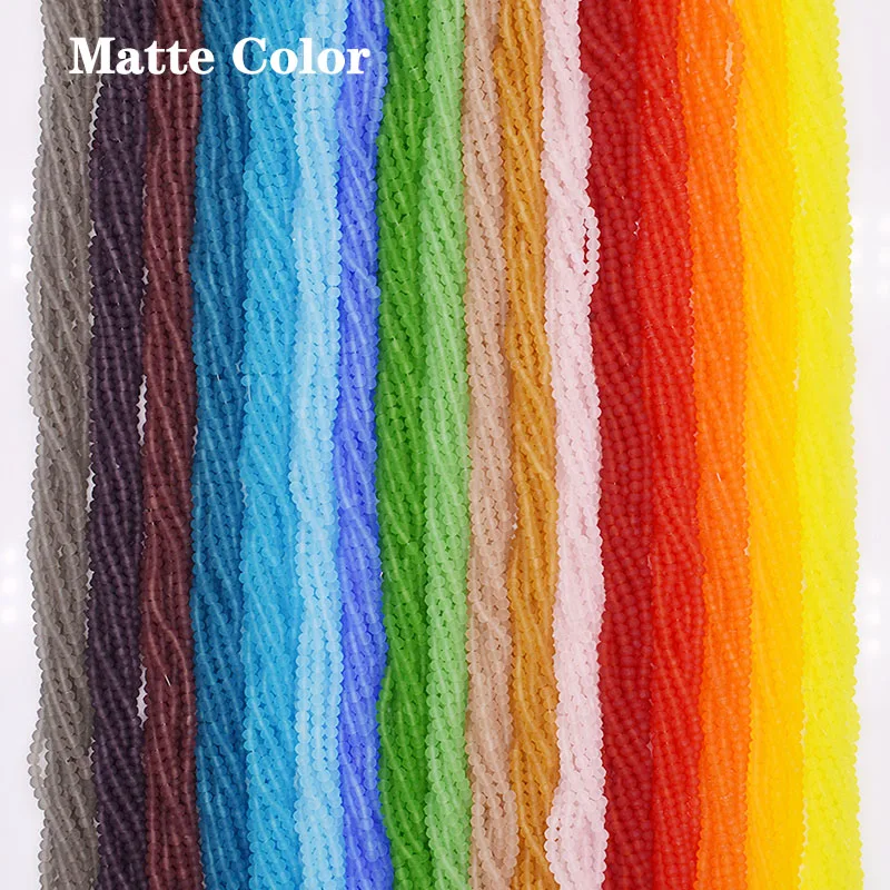 

Transparent Matte Color 2 3 4 6mm Rondelle Faceted Crystal Glass Beads Round Loose Spacer Beads for Jewelry Making Loose Beaded