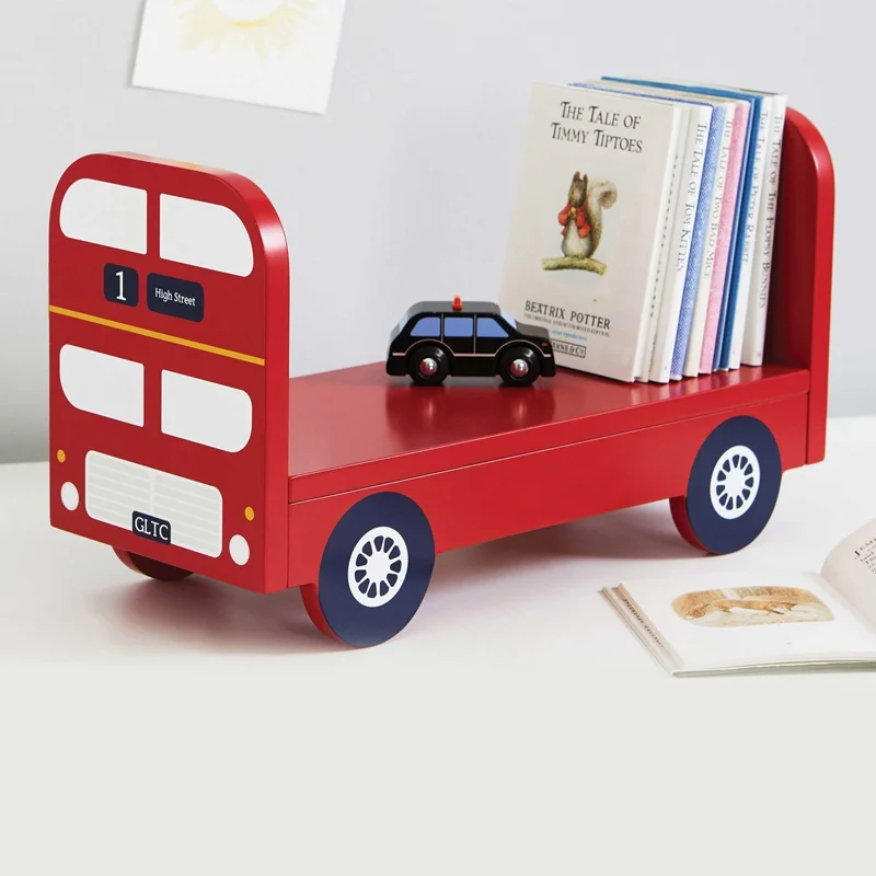

Wooden Car bookshelf Wall Shelving Desktop Bookshelf Creative Wall Hanging Car Bookshelf Kids Room Decor Boys Bookshelf