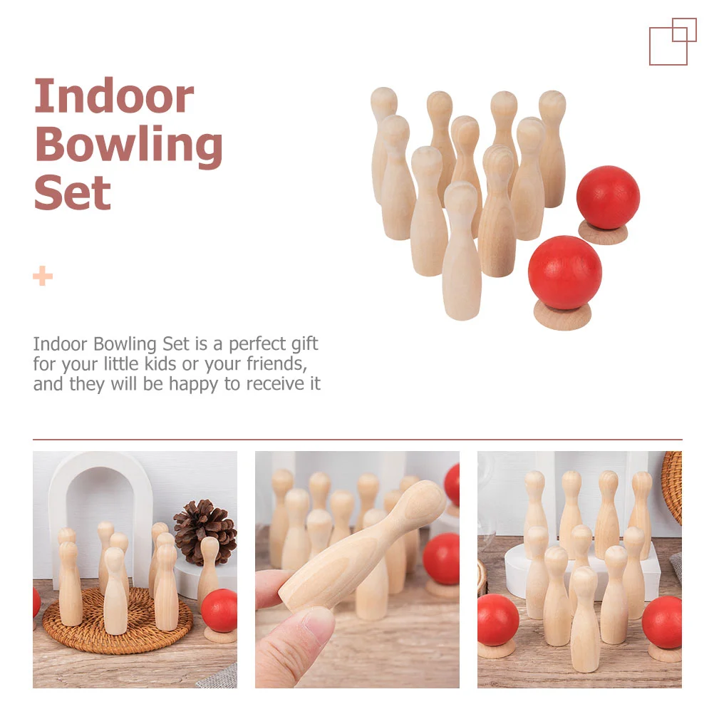 Wooden Desktop Bowling Toys Kids Sports Products Child Play Equipment Family Party Favors Miniature Bowling Set Indoor