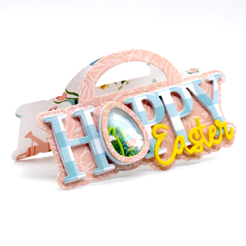 KSCRAFT Hoppy Easter Bag Topper Metal Cutting Dies Stencils for DIY Scrapbooking Decorative Embossing DIY Paper Cards