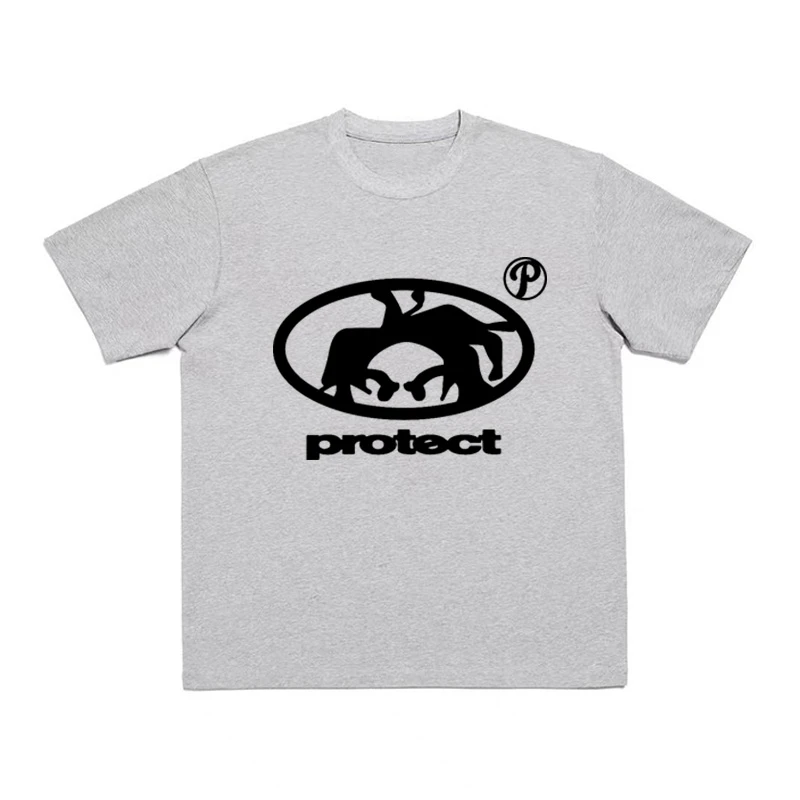 Men's T-shirt 100% Pure Cotton Top Summer Harajuku Short Sleeved T-shirt Retro Korean Fashion Y2k Street Short Sleeved T-shirt 3