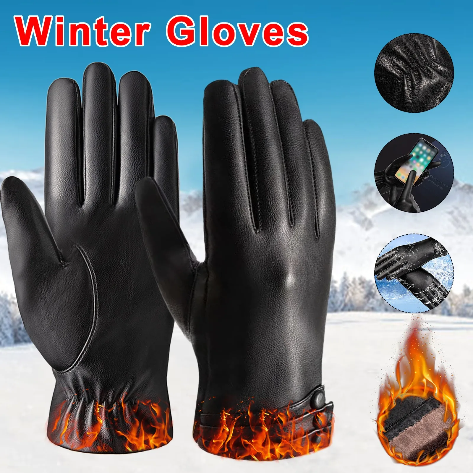 

Genuine Sheepskin Leather Gloves For Women Winter Warm Touchscreen Texting Cashmere Lined Dress Outdoors Gloves