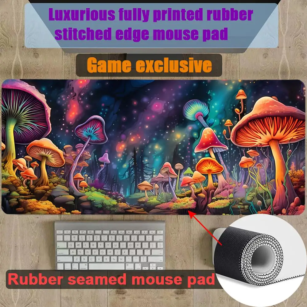 

neon mushroom Mouse Pad Gamer Gaming Rubber Seamed Mouse Pad Accessories Desk Keyboard Pad Computer Laptop