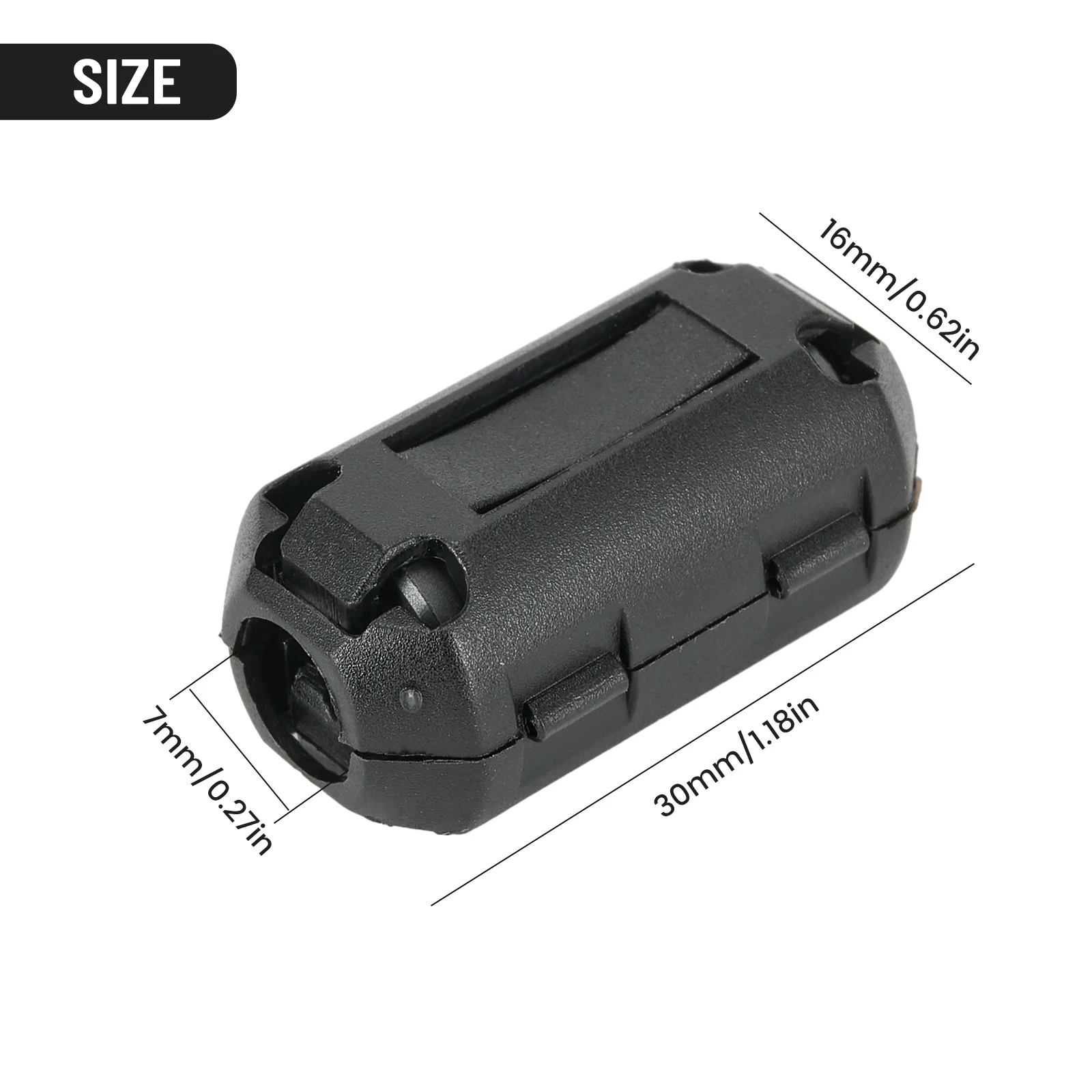 Description Picture 5 of item5Pcs 3.5/5/7/9/13mm Toroidal Core Ferrite Bead Clip Choke EMI RFI Noise Filter Clip For USB/Video Cable Power Cord