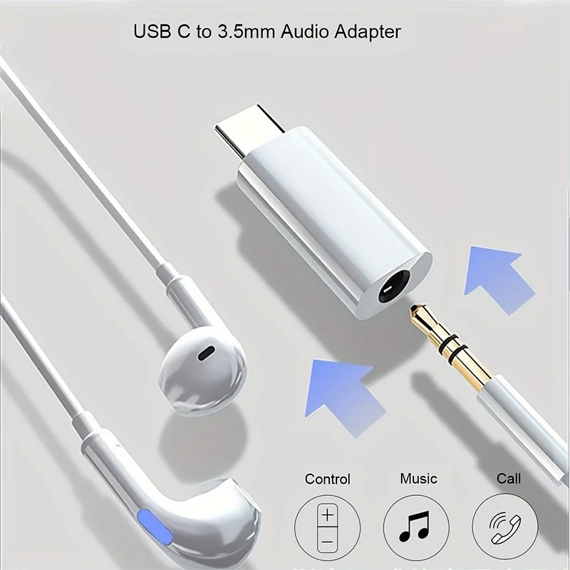Universal Type-C to 3.5mm Audio Adapter with Microphone Functionality
