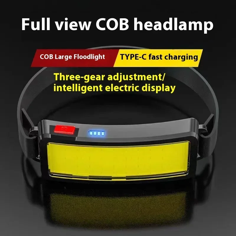 COB LED Super Bright Rechargeable Headlamp 180° Waterproof Head Light for Outdoor Running Fishing Camping Hiking Flashlight