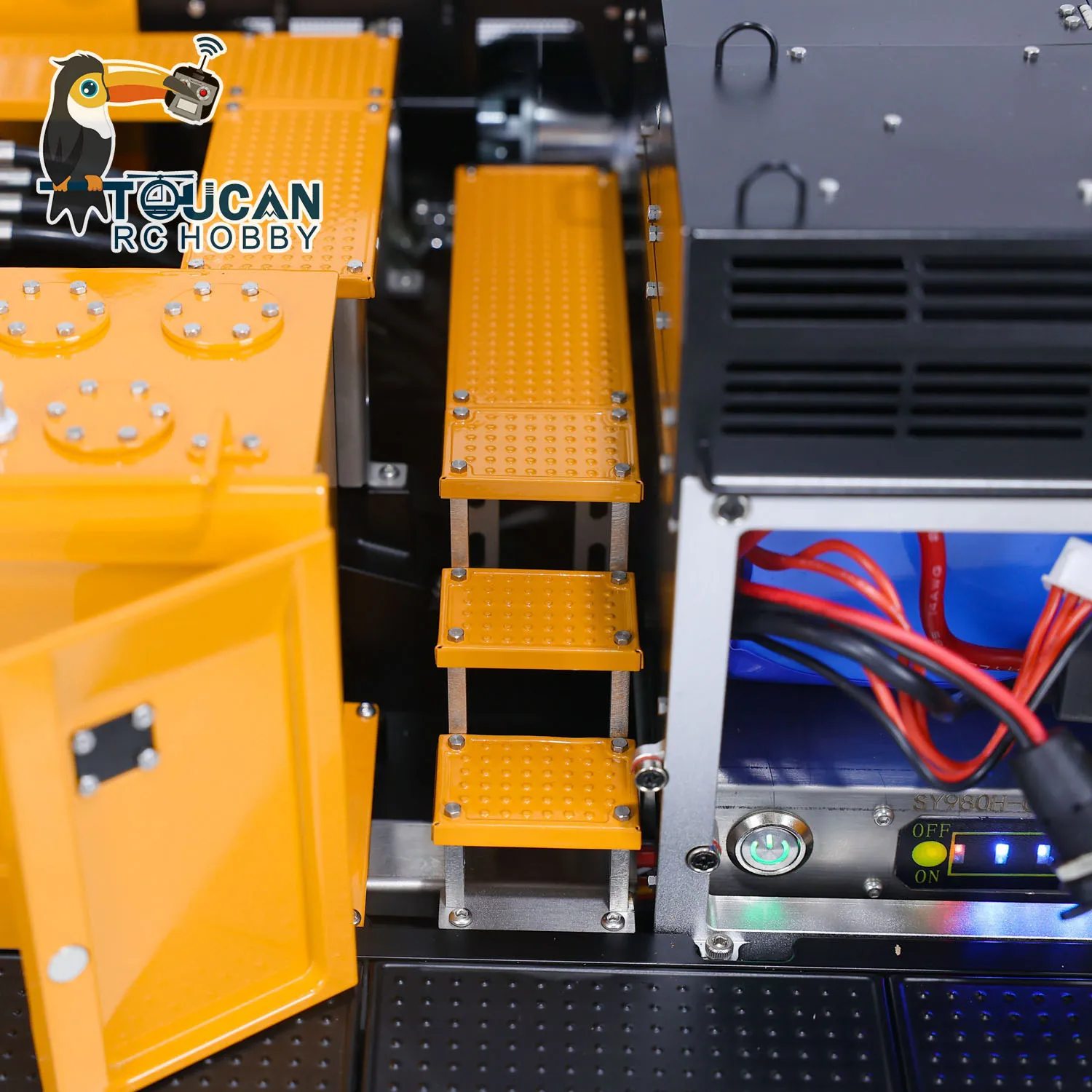 S1c487eb1c7ff4d38b05316c7f5e34106o Kabolite 1/14 SY980H SANY wykończona metalowa hydrauliczna koparka RC K980 ciężka PL18 sterowanie radiowe Model koparki jako zabawki na prezenty