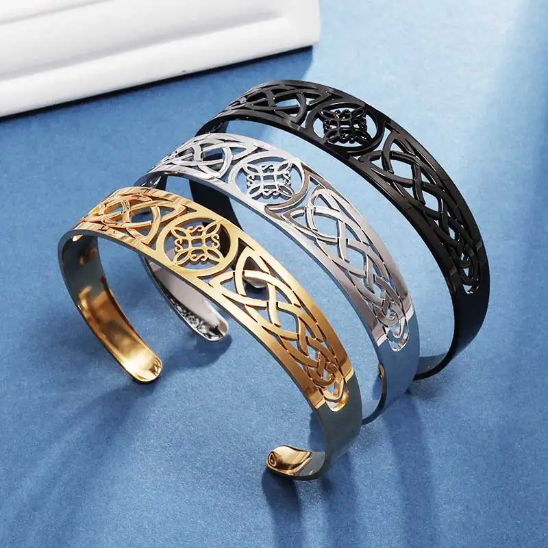 EUEAVAN Bracciale Amuleto Con Nodo Celtico Della Strega, In Acciaio Inossidabile, Regolabile, Portafortuna, Per Uomo E Donna