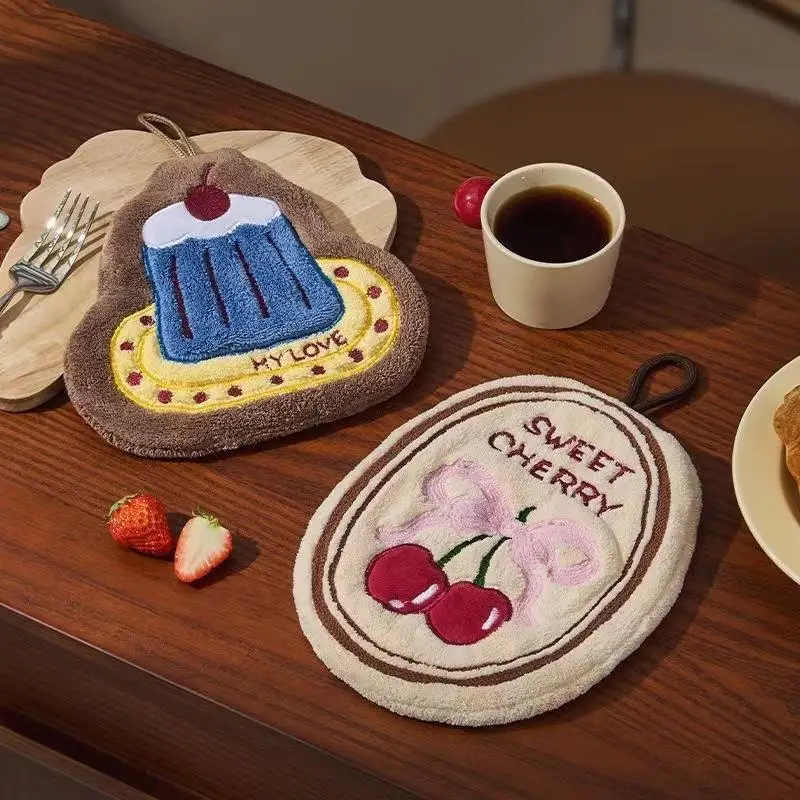 Absorbent Thickened Hand Towel - Kitchen Bathroom Wall Hanging Cleaning Cloth Soft Quick-Dry Handkerchief Home Towel Accessories