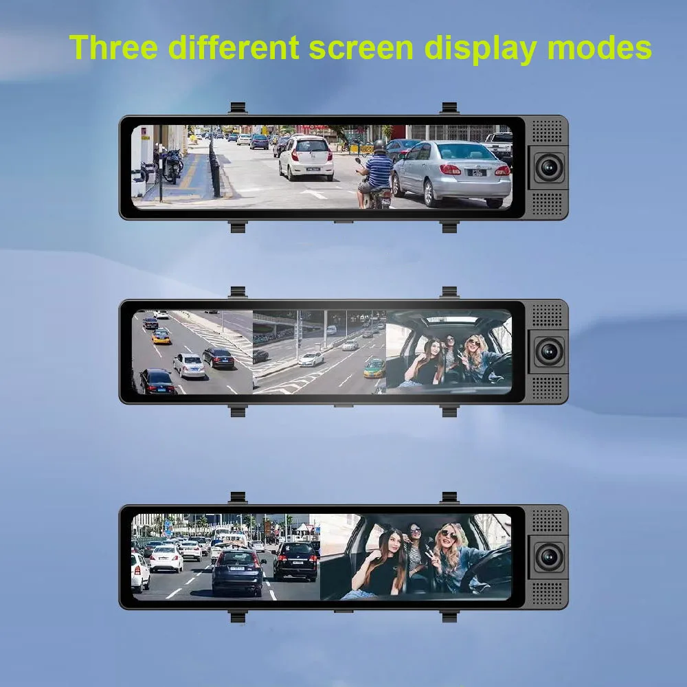 HGDO 3CH 2.5K&1080P&1080P Dash Cam Front Inside Backup Three way Dvr Car Video Recorder DVR GPS WIFI Rearview Mirror Monitor