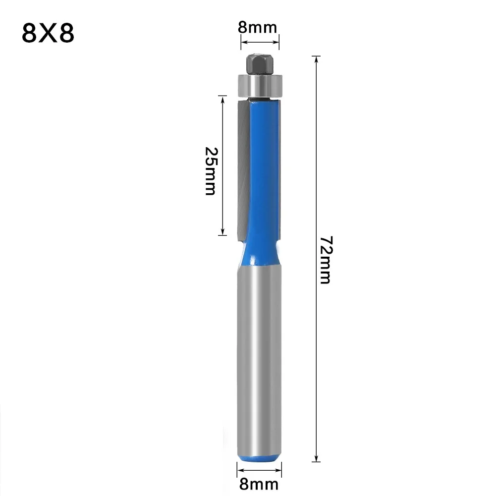 

Professional Woodworking Bit, 8mm Shank Doubleedged Trim Bit with Enclosed Ball Bearing Guide, Ensures Precise and Durable Cuts