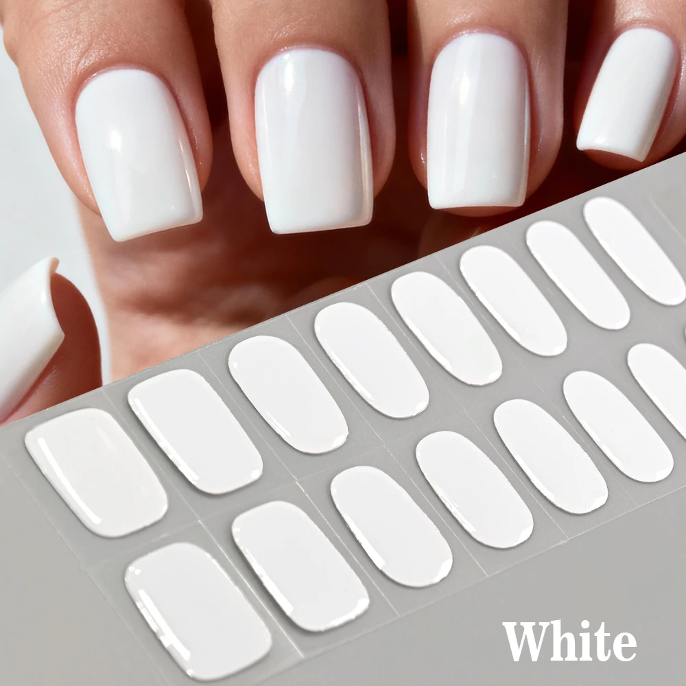 Elegant Pure Pink Semi-Cured Nail Stickers - Long-Lasting Self-Adhesive Gel Nail Wraps