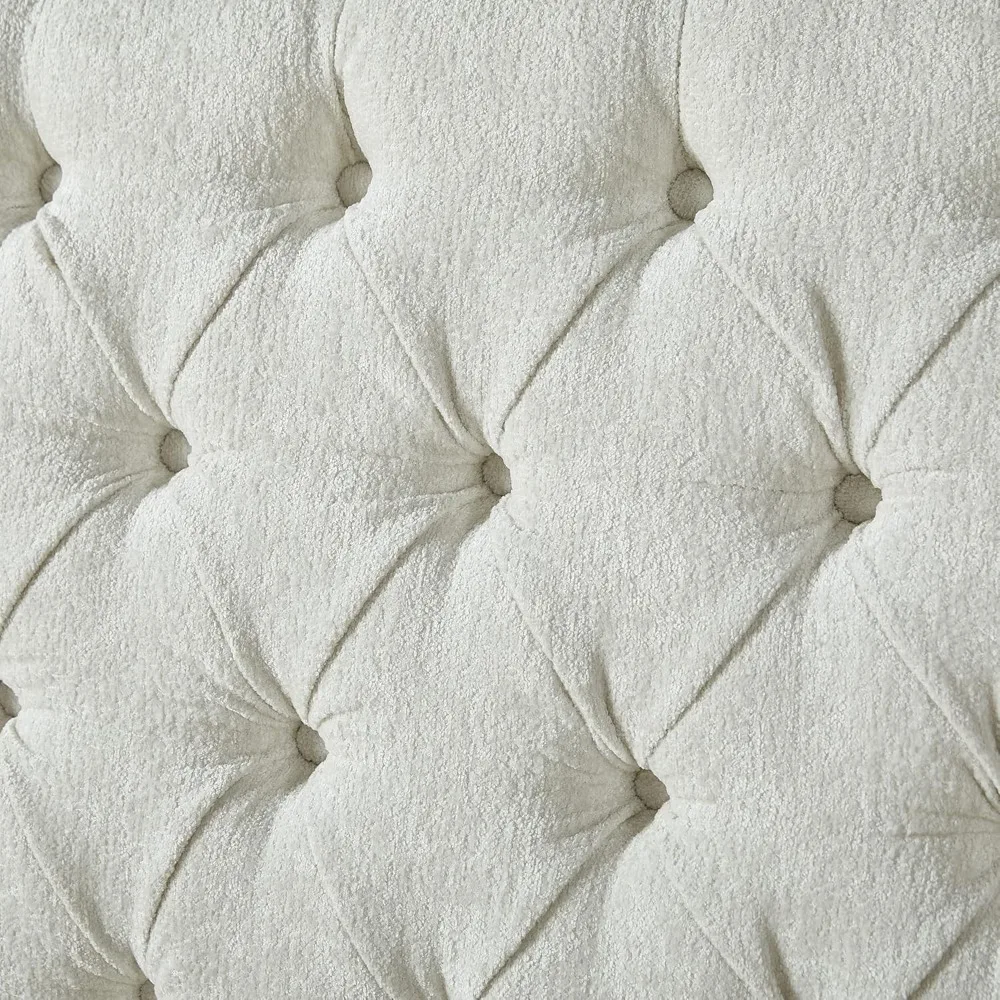 King Size Platform Bed Frame, Chenille Upholstered Sleigh Beds with Scroll Wingback Headboard & Footboard, King Bed Frame 4