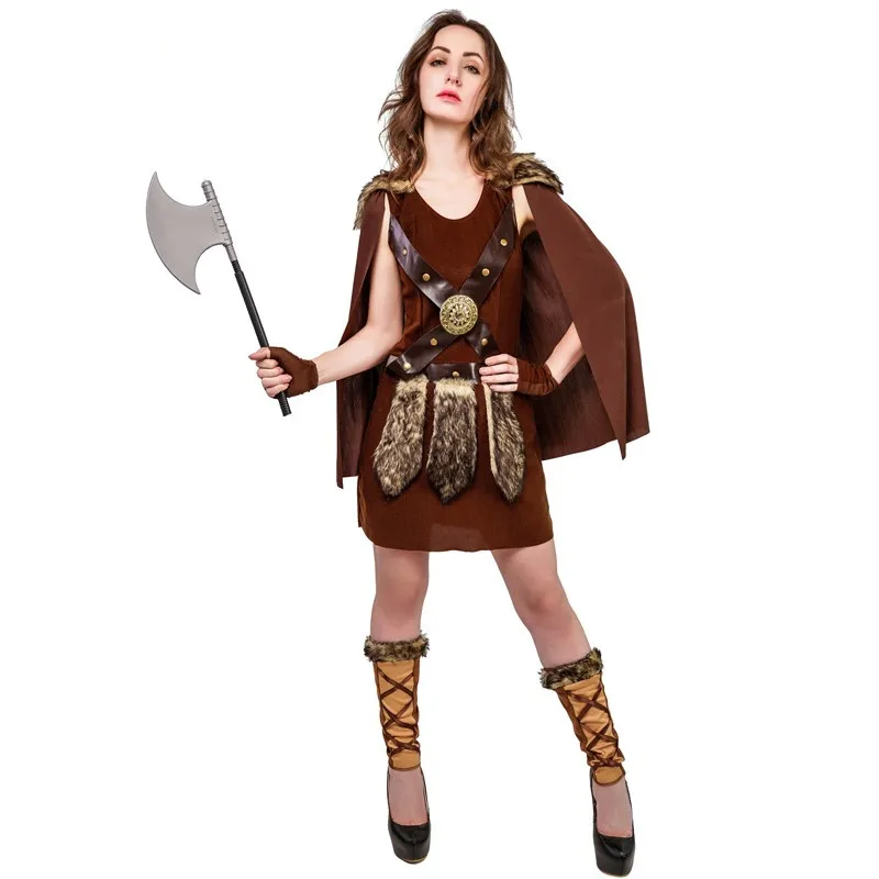 

Female Viking Warrior Cosplay Woman Halloween Roman Spartan Gladiator Costumes Carnival Purim Parade Role Play Show Party Dress