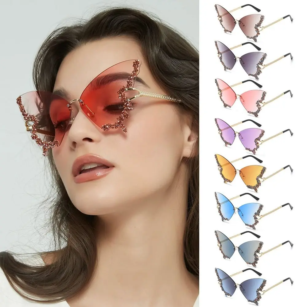 

Luxury Y2K Eyewear Oversized Purple Sunglasses for Women Butterfly Sunglasses Ladies Shades Bling Sun Glasses