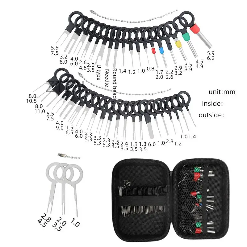 100Pcs Car Terminal Removal Repair Tools Electrical Wiring Crimp Connector Pin Extractor Kit Keys Automotive Plug Pullers 6
