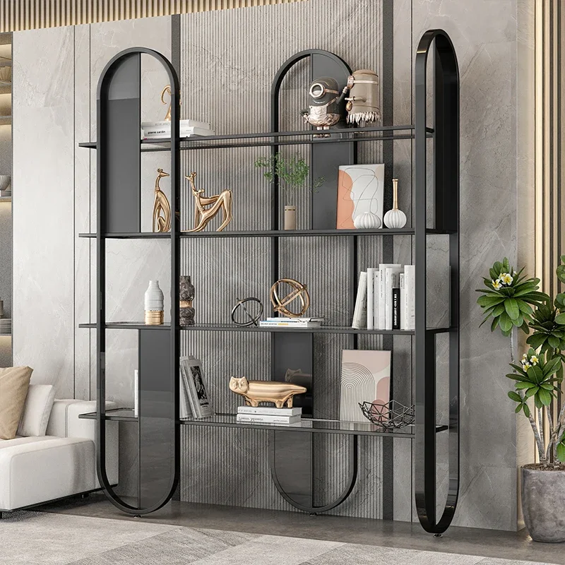 Luxury glass door bookcase floor-to-wall solid wood combination display cabinet living room study storage locker bookcase