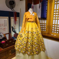 Costume coréen folklorique Hanbok pour mariée, robe de mariée pour cérémonie de mariage, broderie papillon 