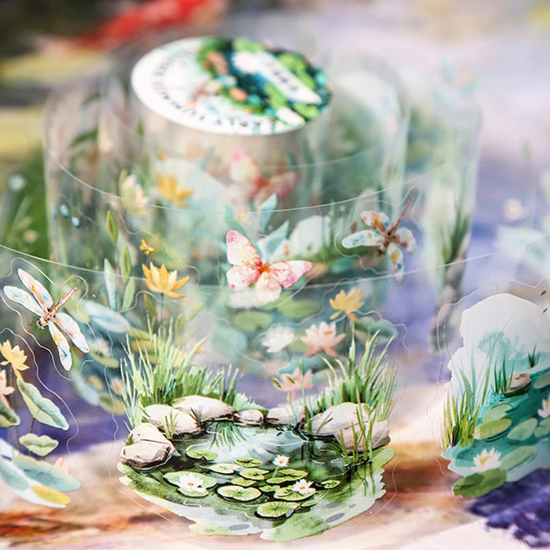 Mr Paper 4rolls/bag Early Summer Ripples series pond themed die-cut tape washi tapes cute stationary supplies tape sticker