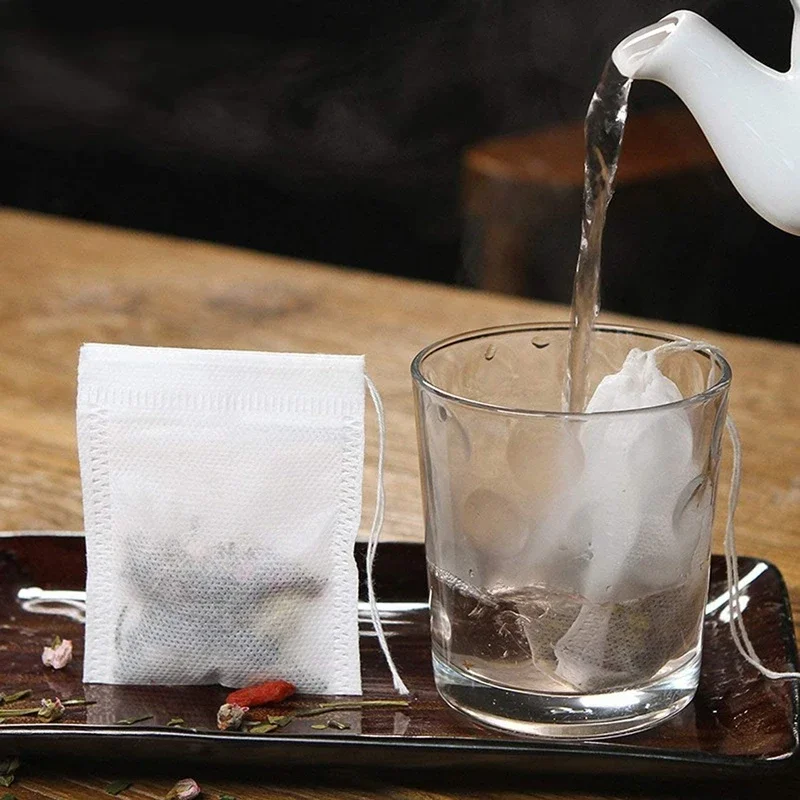 100/50PCS Disposable Tea Bags Non-woven Fabric Tea Infuser with String Heal Seal Teaware Spice Tea Filter Bag Empty Teabags