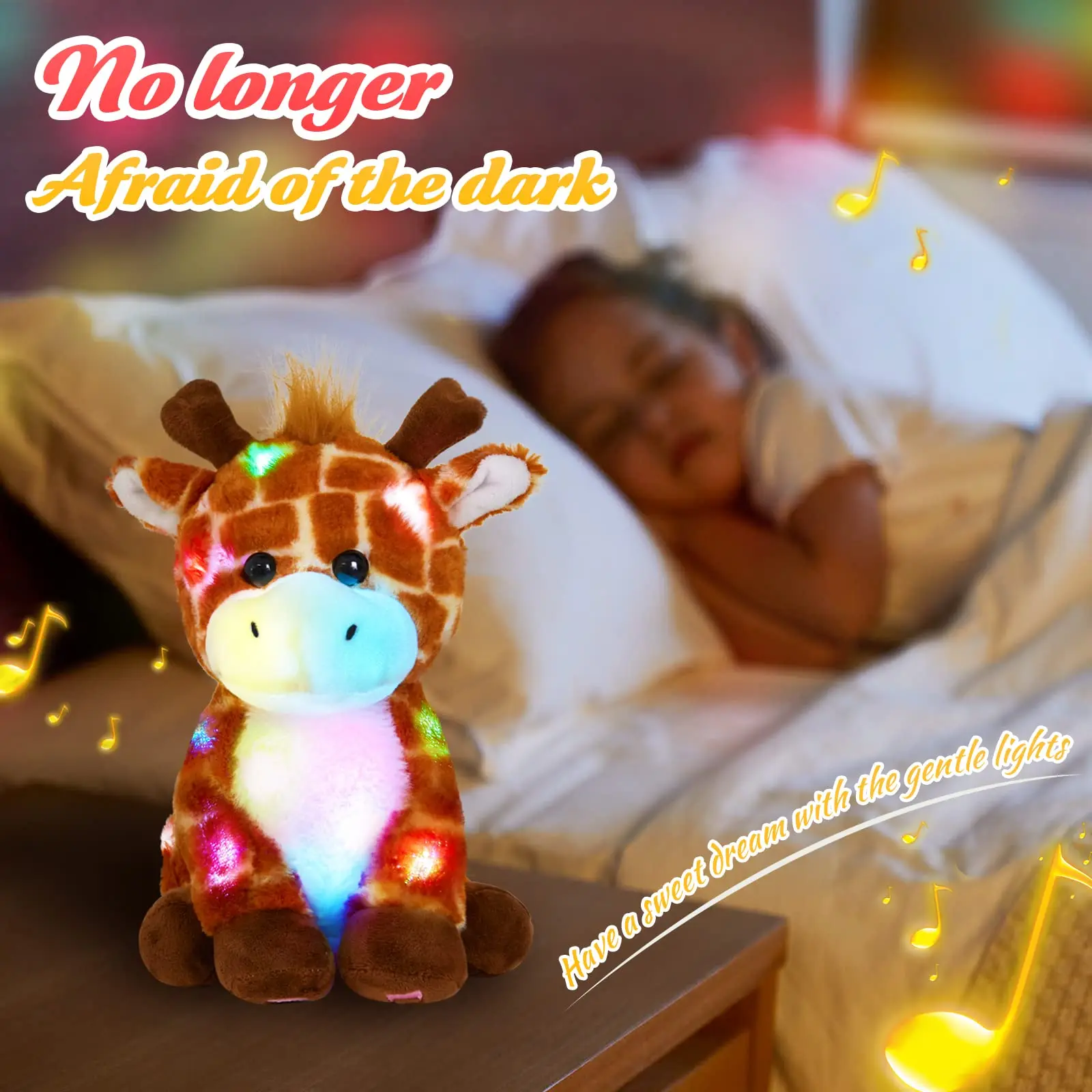 30cm Giraffe Doll Plush Toys Cute Giraffe Throw Pillow LED Luminous Soft Stuffed Toy Animals Gift for Girls Kids Decor Home