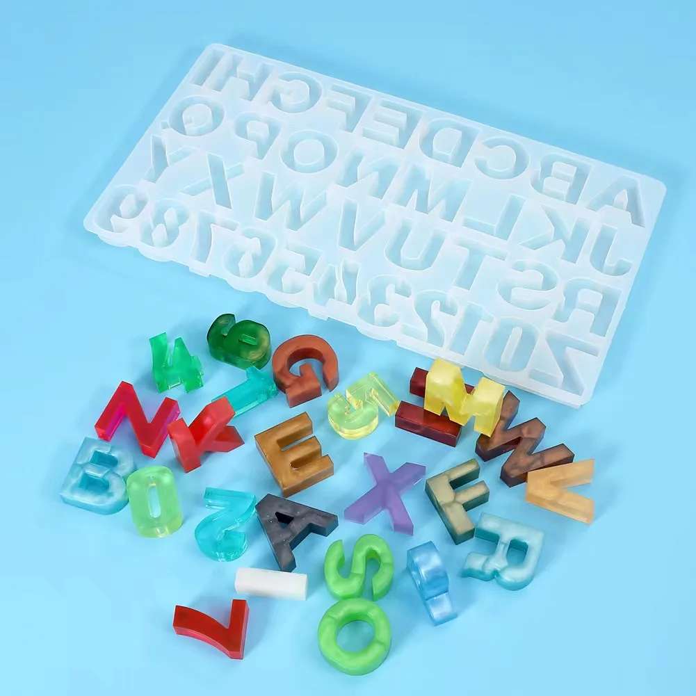 Silicone Mold Home DIY Decor 1PC Crystal Epoxy Resin Silicone Mold Small/Large Alphabet Letter Number Casting Soft Multi-Purpose Baking Mould