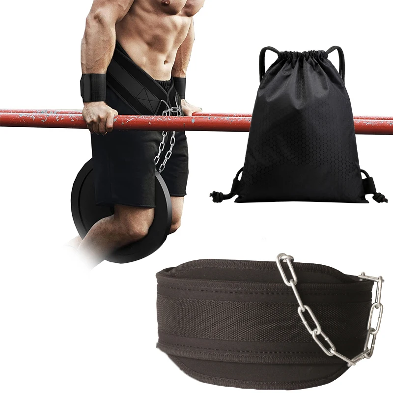 EVA Dip Belt With Chain For Weightlifting Pullup,Waist Support,Gym Lifting Belt Squat Fitness Powerlifting Bodybuilding Training