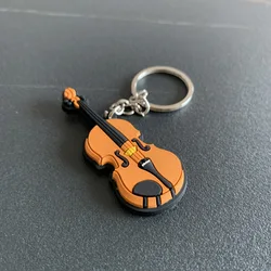 Silicone Guitar Keychain - Cartoon Musical Instrument Gift Pendant (Violin)