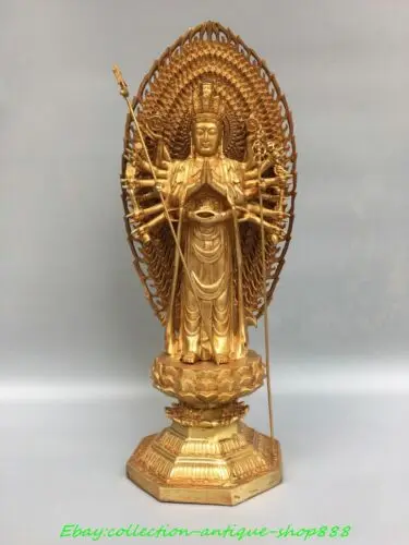 16.1 & #034; Old Tibet Bronze Gilt 1000 Arms Muslimof Goddess Guan Yin Statue