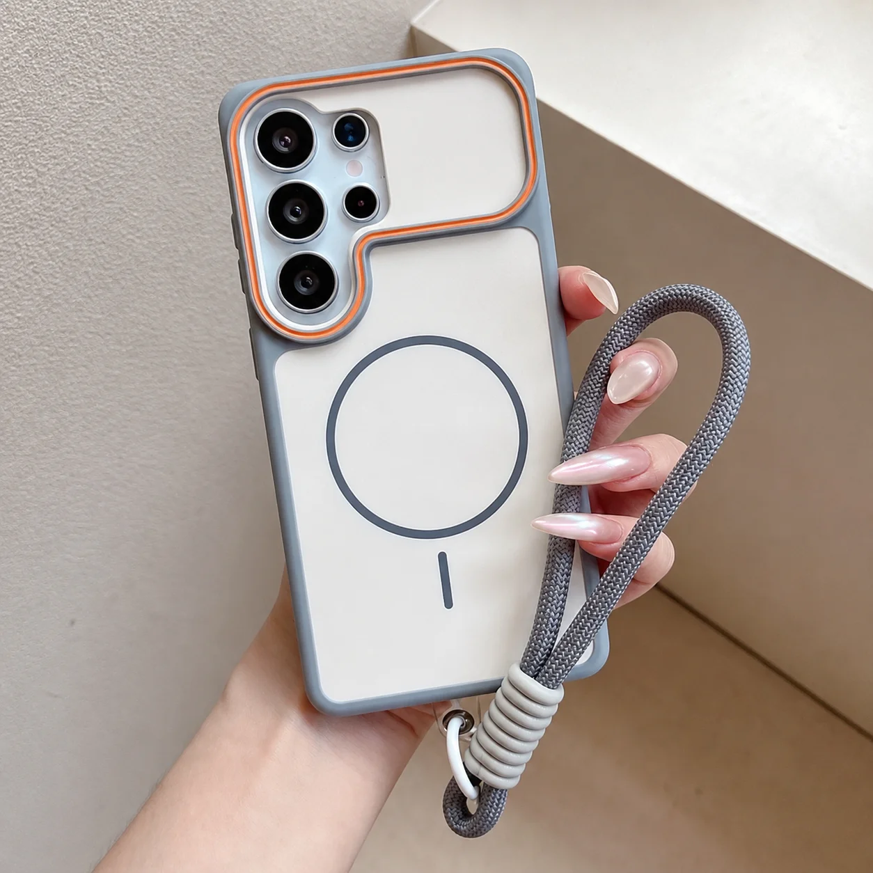 Portable Shock-Resistant Magnetic Phone Case with Lanyard - Protective Back Cover