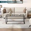 Glass Coffee Table Modern Coffee Tables Simple Rectangular Center Table with Open Space for Living Room Home Office 5