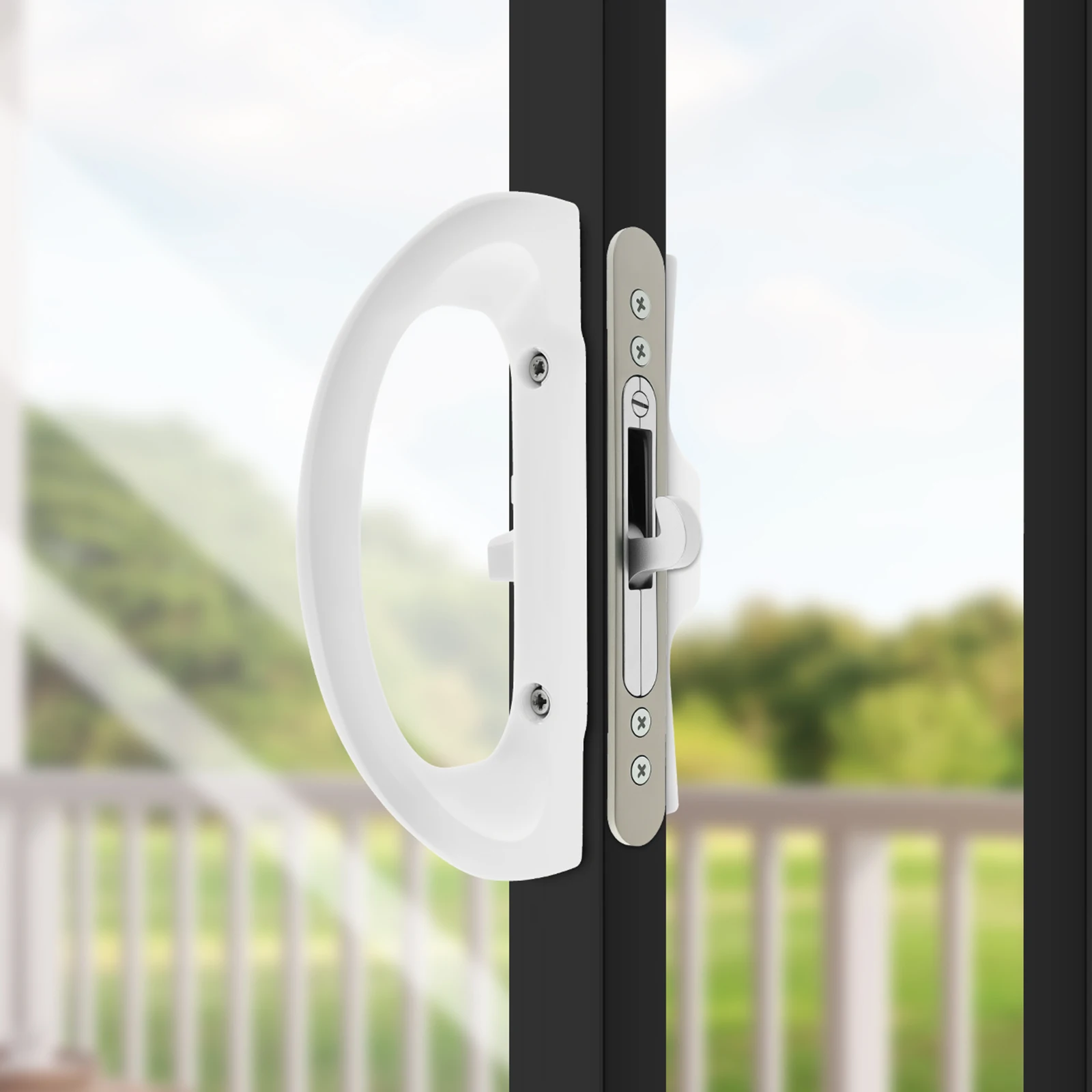 Sliding Patio Door Handle Set with Key Cylinder Mortise Style Sliding Glass Door Handle Aluminium Alloy Lock