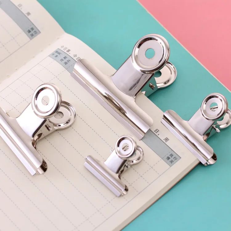 4pcs Office Stationery Round Head Steel Clip Silver Round Head Clip Storage Bill Clip Stainless Steel Round Long Tail Clip