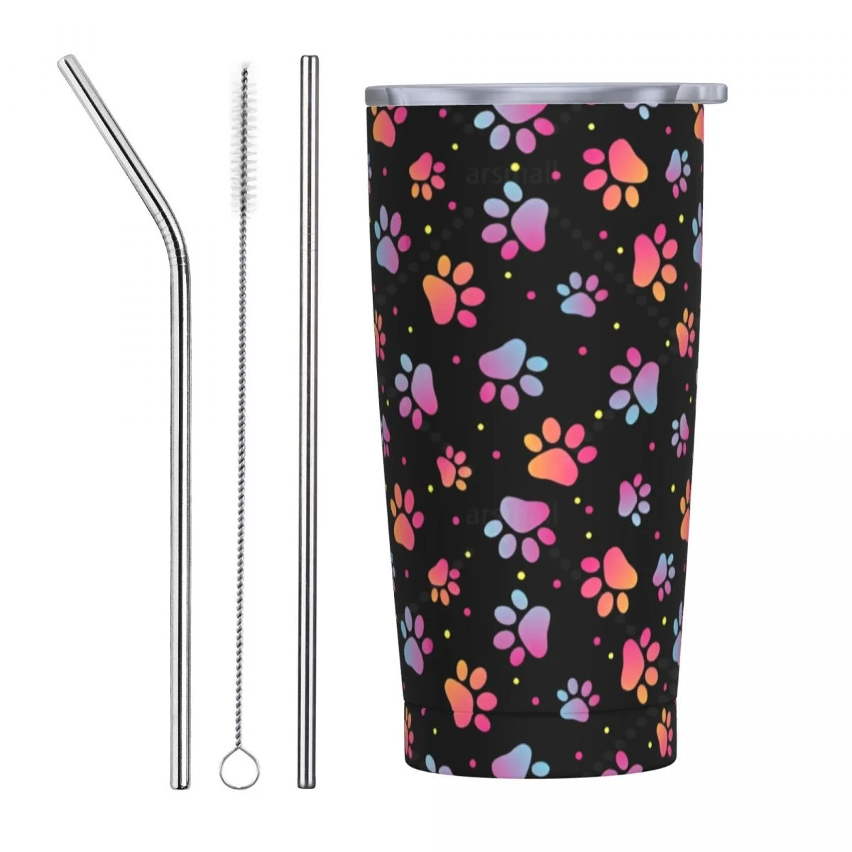 Dog Paw Insulated Stainless Steel Thermo Coffee Cup Mug with Lid Tumbler for Office Home Car Bottl 20oz