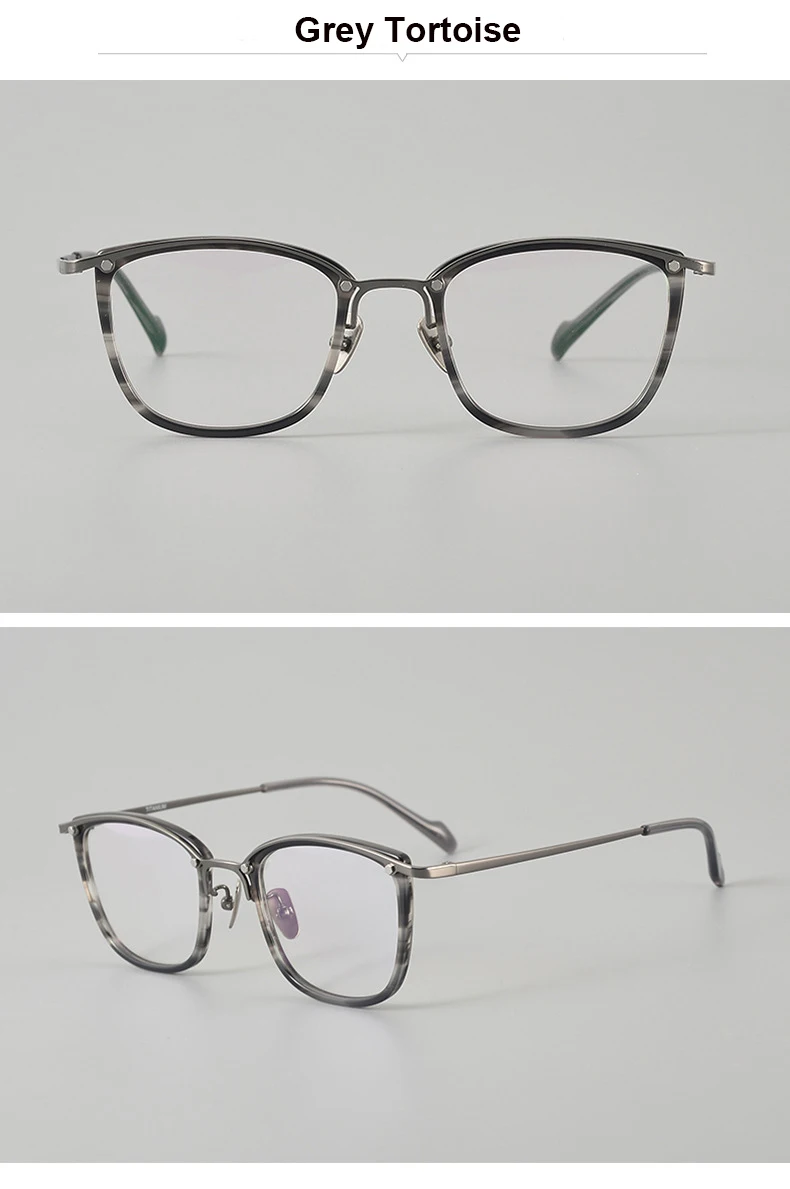 Persönlichkeit Design Titan Brille Rahmen Männer Frauen Vintage Platz Brillen Optische Blau Licht Brillenfassungen – Detail 12