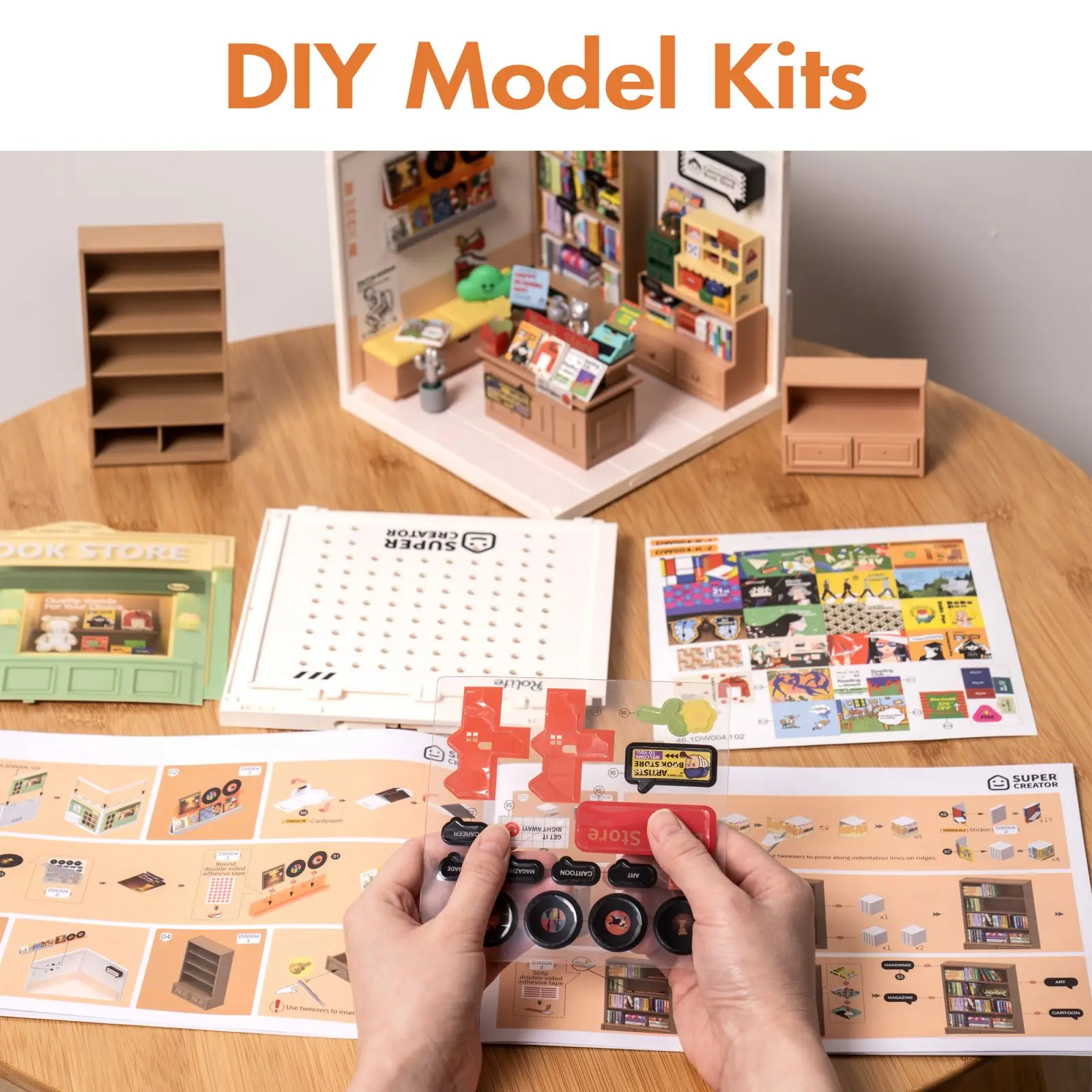 Puzzle Toys Robotime Rolife Super Creator DIY Miniature Kit Bookstore 3D Puzzle for Kids Toys