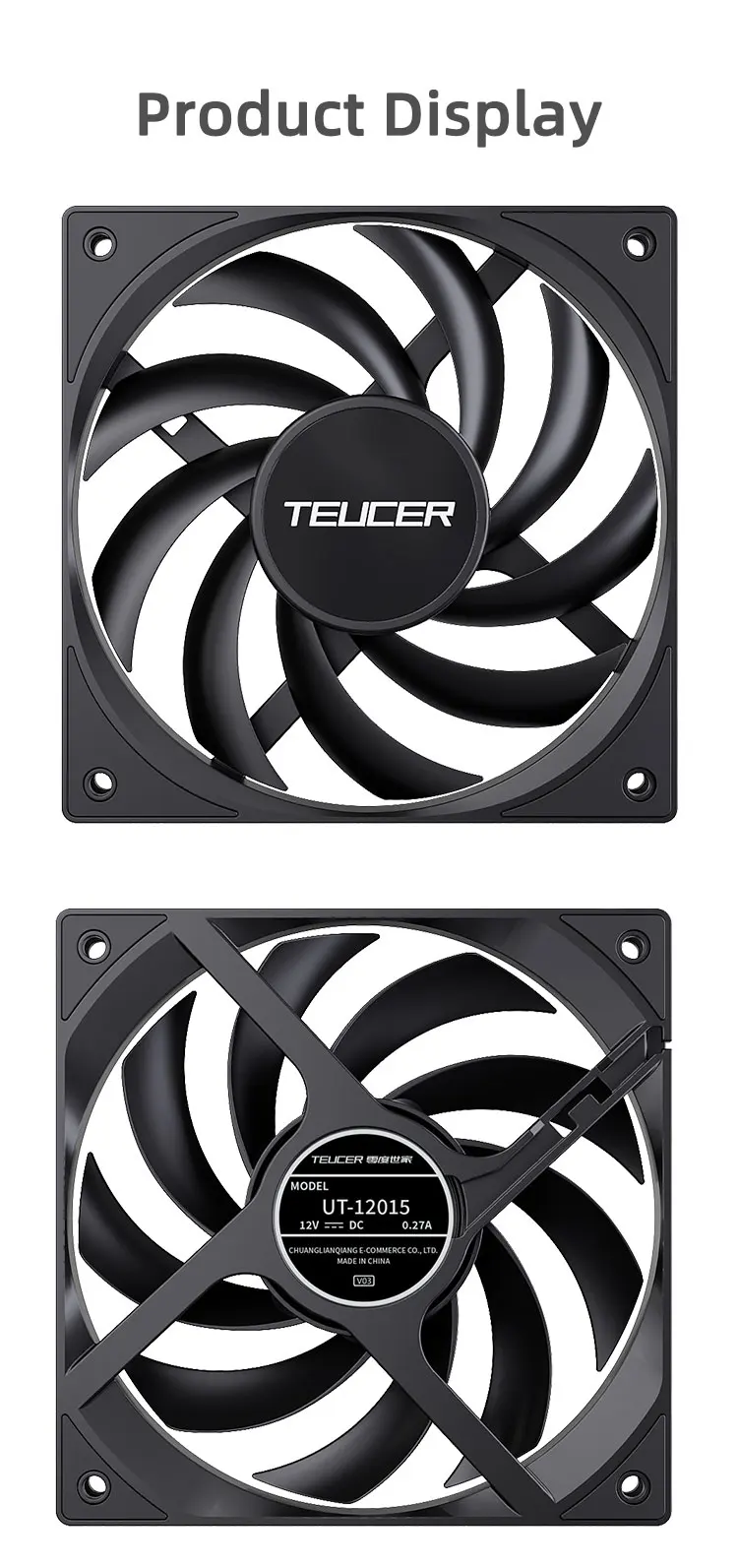 UT-12015 Slim PC Fan 120mm FDB Bearing Case Fan with PWM Sharing Technology (PST