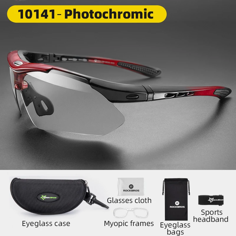 RockBros Cycling Sports PC Photochromatic Glasses 100% UV400 Goggles Sunglasses 