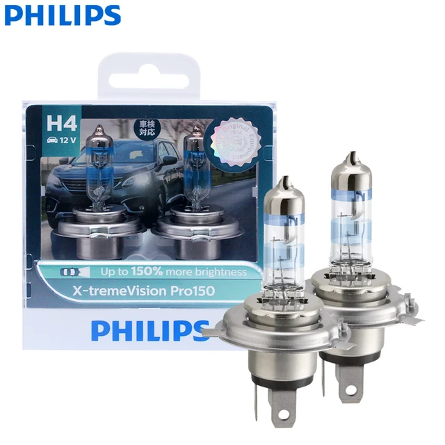 Philips H4 X-treme Vision Car Headlight Bulbs. 12v 55w.