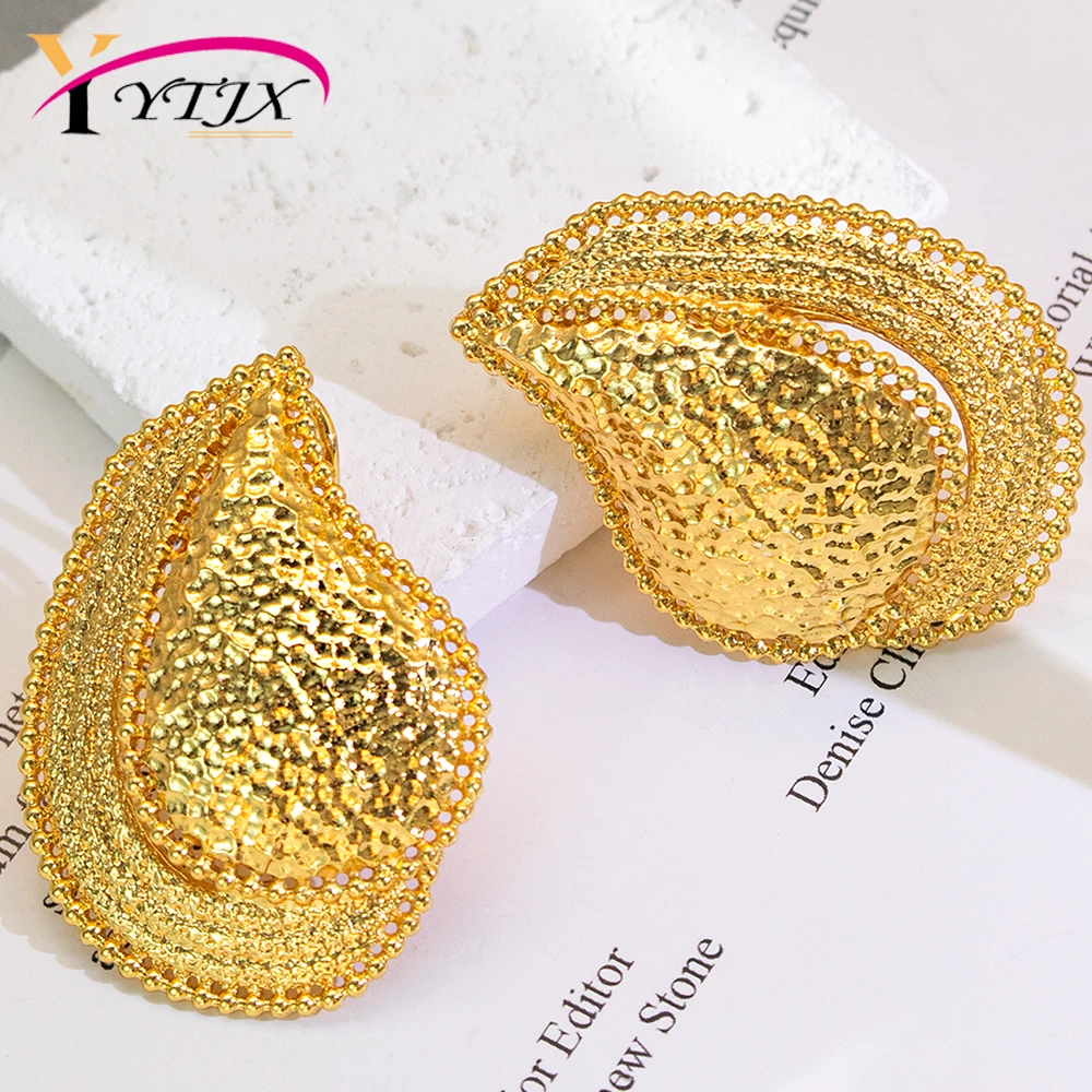 YTJX Vintage Water Drop Earrings Simple hollow-out Earrings Office Women's Jewelry Accessories Party Valentine's Day Gifts