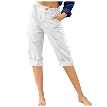 Casual Pants Women Summer 2023 New High-Waisted loose-fitting Straight Pants Female Solid Comfortable Calf-Length Trousers 4