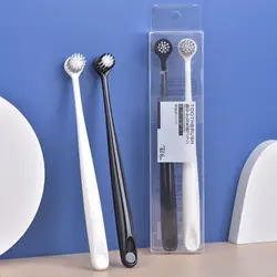 2Pcs Ultra Fine Soft Round Head Couple Toothbrush Black White Hair Resuable Toothbrush Home Travel Oral Teeth Cleaning Tool