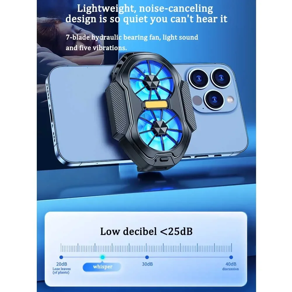 FS01 Dual Fan Rechargeable Phone Cooler 600mAh Battery Long Lasting Stronger Strong Air Cooling for Gaming Live Streaming