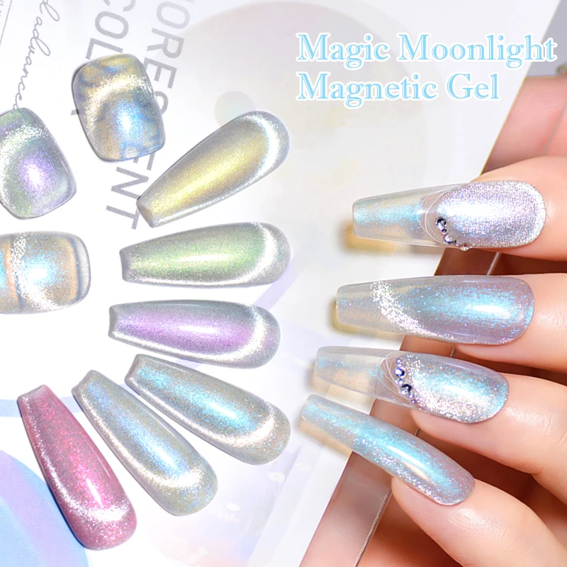 MEET ACROSS 8Pcs/Set Aurora Moonligh Cat Magnetic Gel Nail Polish With Box And Magnetic Stick Nail Art Varnish Manicure Set 4