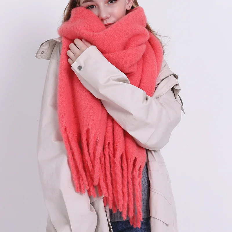 New Women Thick Wraps Scarf Winter Warm Fashion Solid Color Pashmina Scarves Long Tassel Hijab Stola Bufanda Mujer_voghion.com