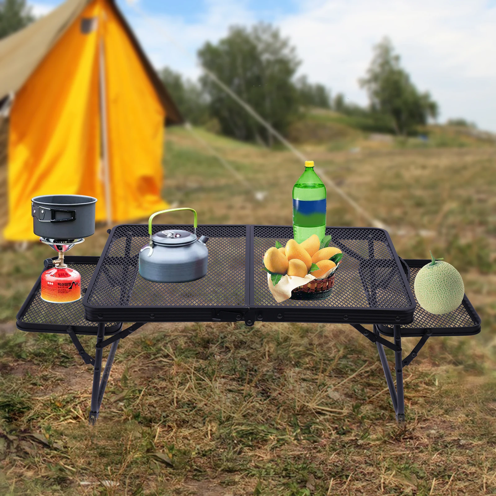 

36.2''x16.5''x11.8" Portable Folding Camping Table Fish Hunting Cleaning Desk Lightweight Black Waterproof Rustproof