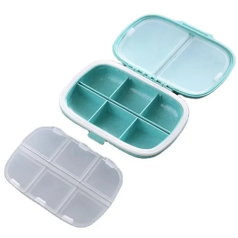 Organizer Mini Portable 8 Grids Pill Box Travel Medicine Container Wheat Sealed Tablets Storage Dispenser Box for Medicines