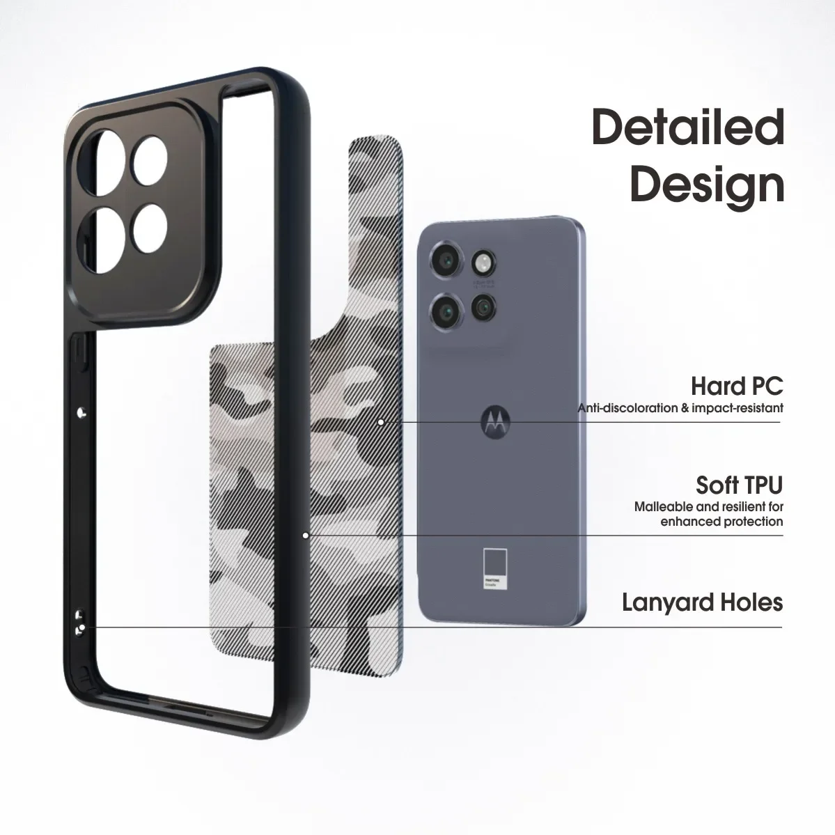 Ultra-Sleek Black Camo Protective Case with Raised Edges